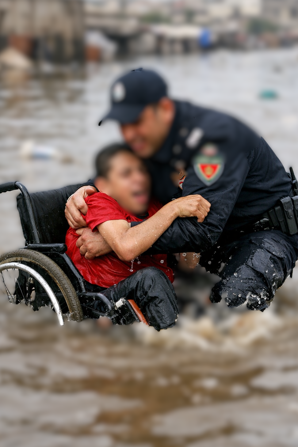 شرطي يتدخل لإنقاذ شاب من ذوي الاحتياجات الخاصة وسط بركة مائية بسلا